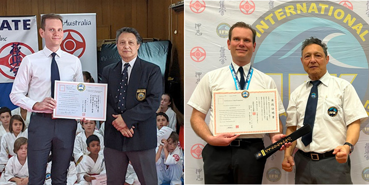 Black belt certificates Jack Britton receiving his dan grades